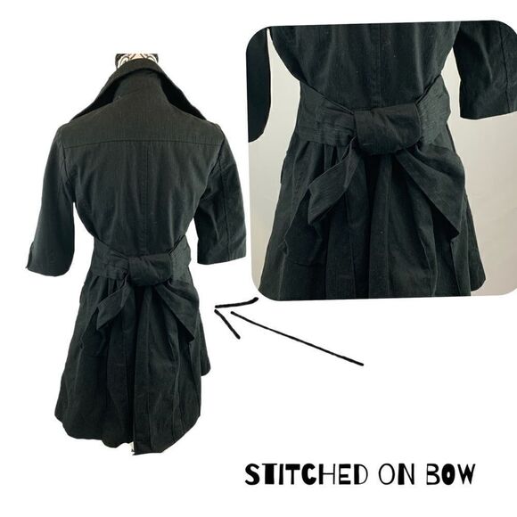 Dress length black jacket, w/buttons & bow - Picture 4 of 9